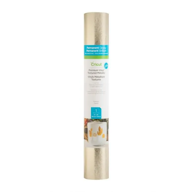 Cricut 2007742: Cricut Premium Vinyl Perm 30.5 Cm X 122 Cm (Textured Metallic Platinum)