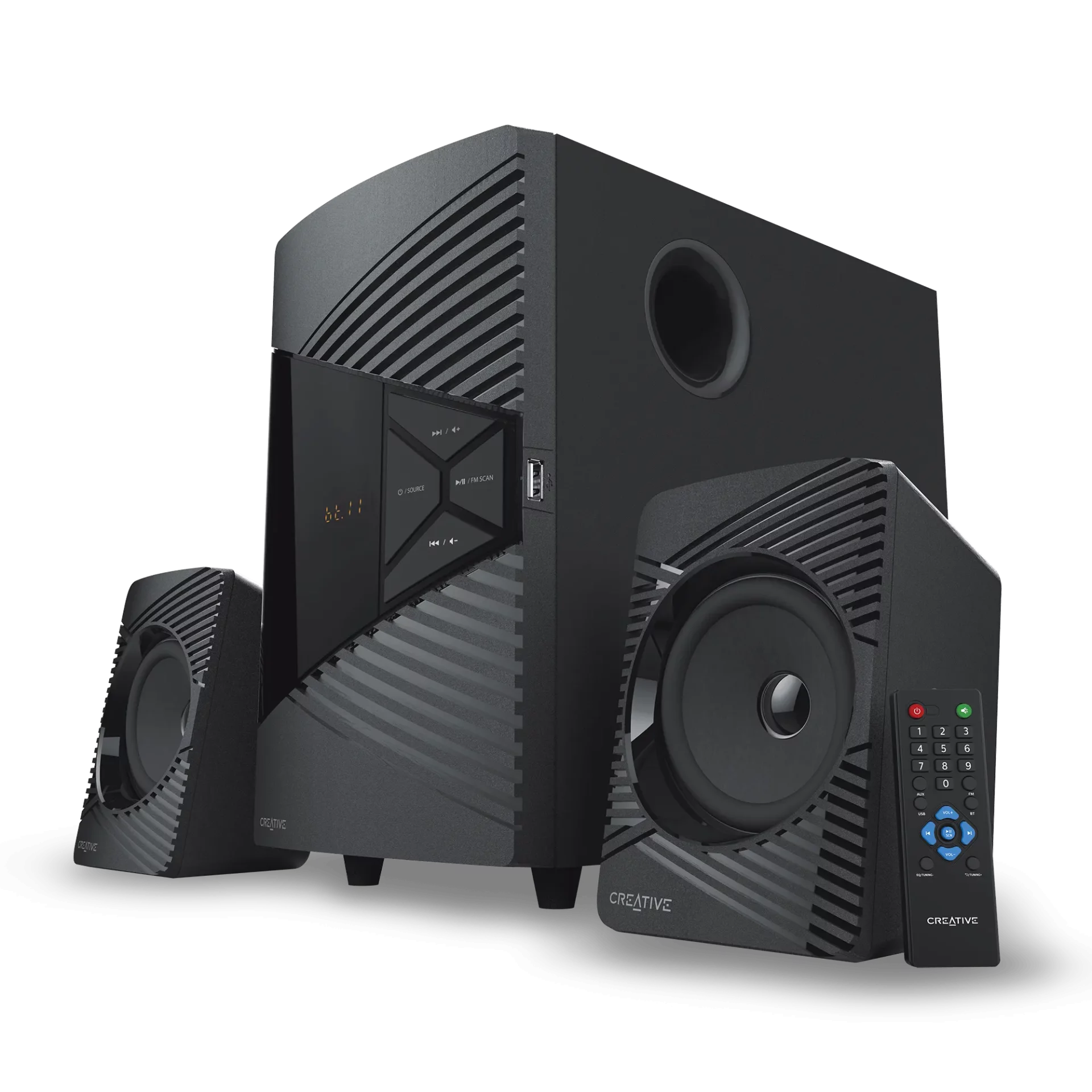 RCT 2.1 Speaker System with Subwoofer; Fm Radio; Bluetooth 5; Aux-In; USB MP3; 30W Rms and up to 60W Peak Power; Freq-50 Hz ~ 20 Khz