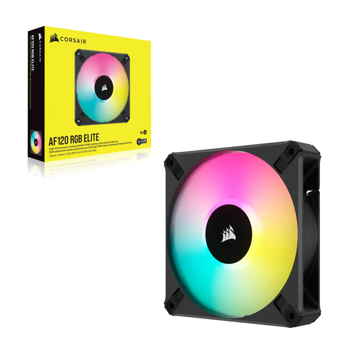 Corsair AF Elite Series AF120 RGB Elite 120mm Fluid Dynamic RGB Fan with Airguide Single Pack 1) Corsair AF Elite Series AF120 RGB Elite 120mm Fluid Dynamic RGB Fan with Airguide Single Pack