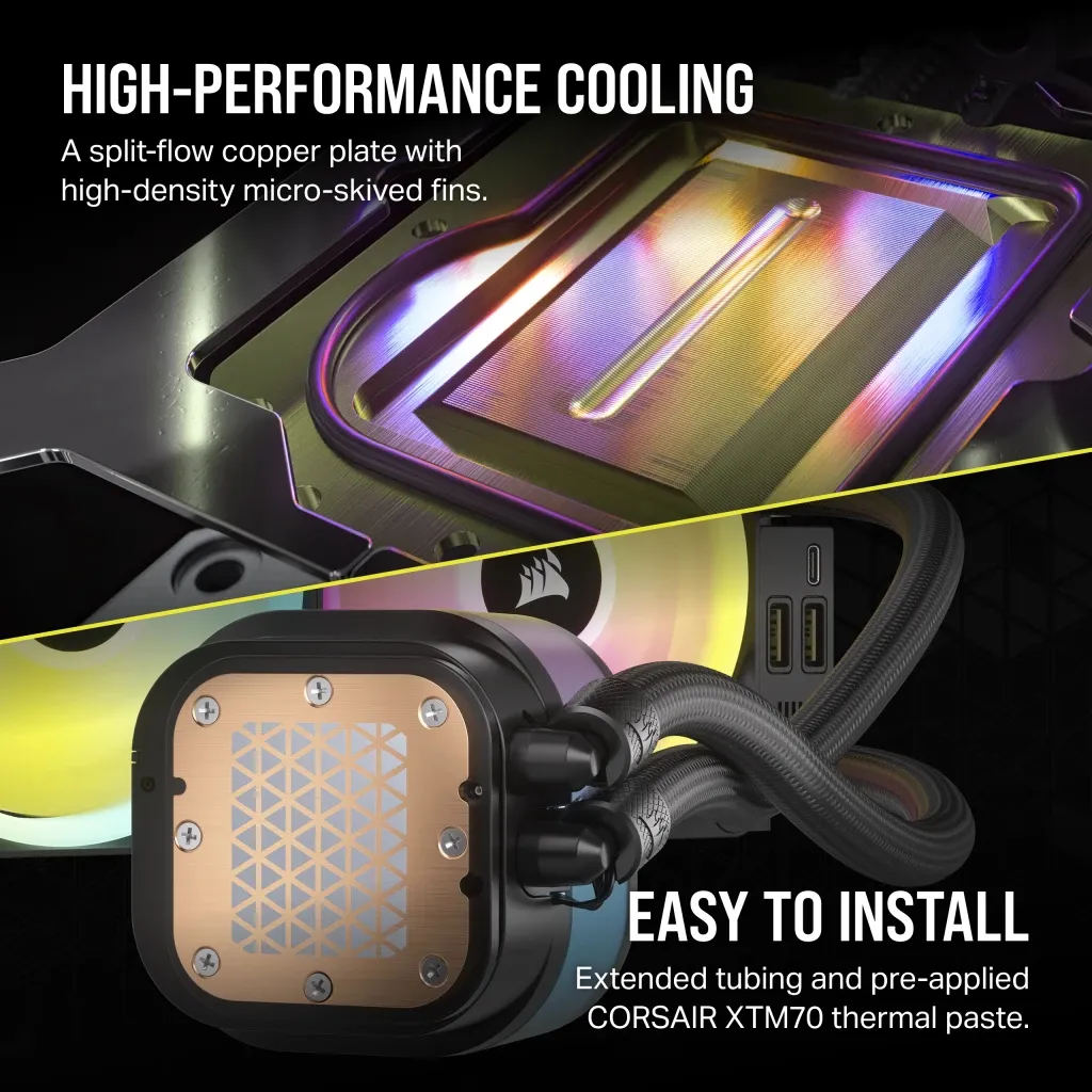 Corsair iCUE Link H100i RGB AIO 240mm Liquid CPU Cooler Black